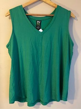 NWT Pure Essence Emerald Green Bamboo V Neck Reversible Tank Top Canada XL
